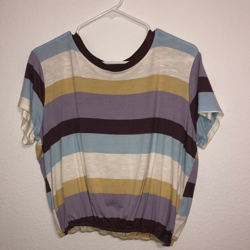 Scrunched striped cropped shirt